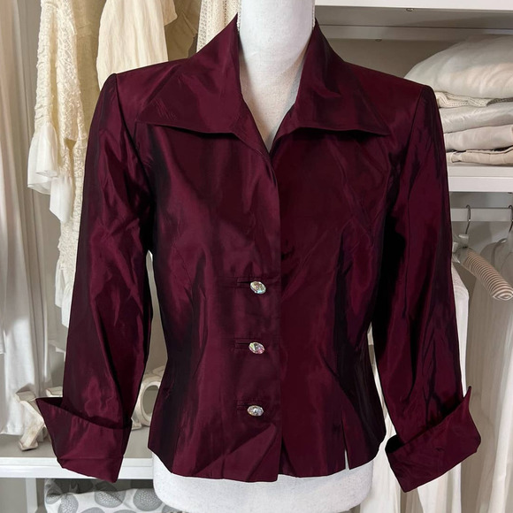 JS Collections Women's Dress Jacket, size 12. Burgundy Special Occasion - Picture 1 of 12